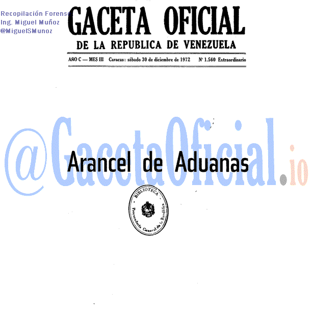 Gaceta Oficial 1560 del 30 Diciembre 1972