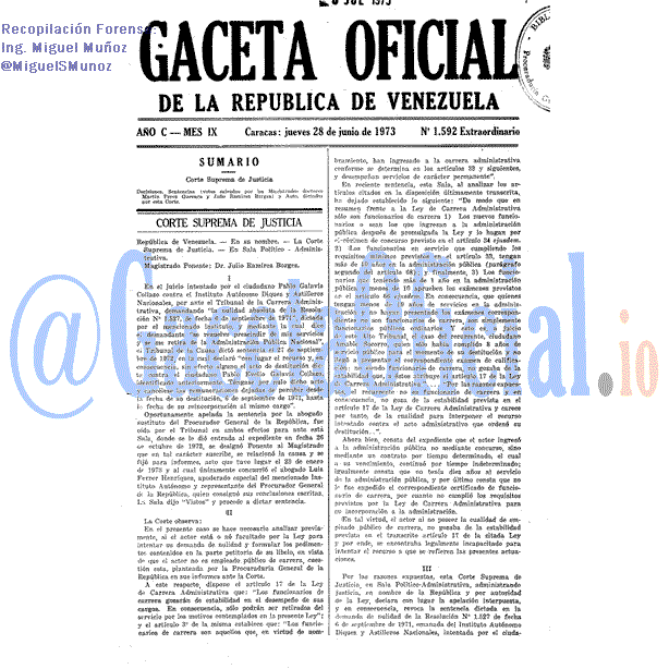 Gaceta Oficial 1592 del 28 Junio 1973