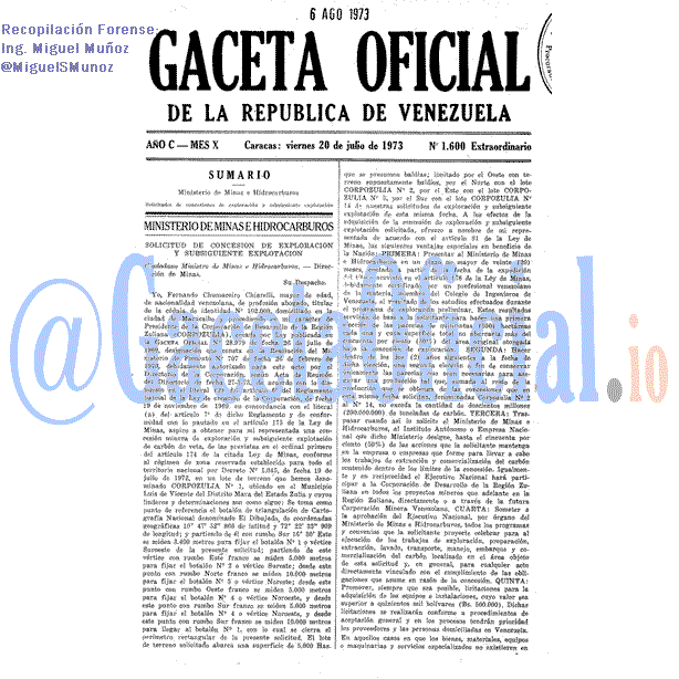 Gaceta Oficial 1600 del 20 Julio 1973