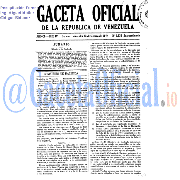 Gaceta Oficial 1635 del 13 Febrero 1974