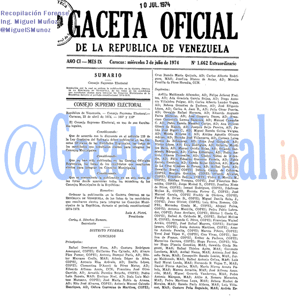 Gaceta Oficial 1662 del 3 Julio 1974