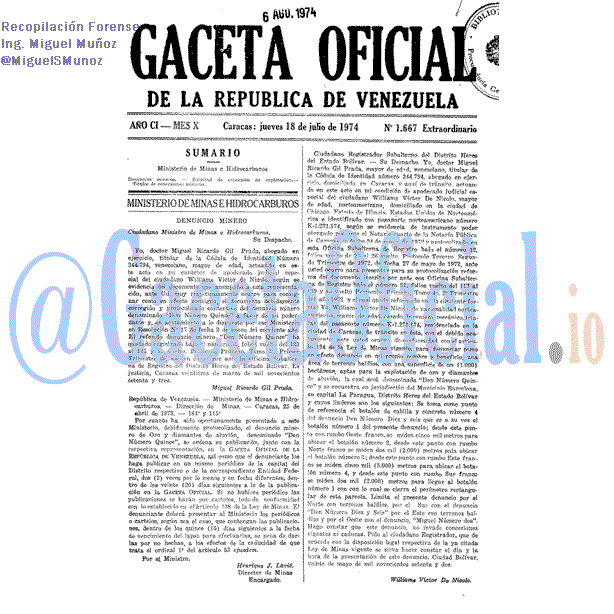 Gaceta Oficial 1667 del 18 Julio 1974