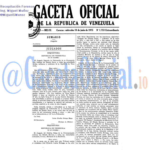 Gaceta Oficial 1753 del 18 Junio 1975