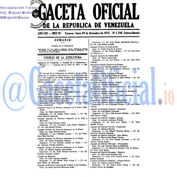 Gaceta Oficial 1788 del 29 Diciembre 1975
