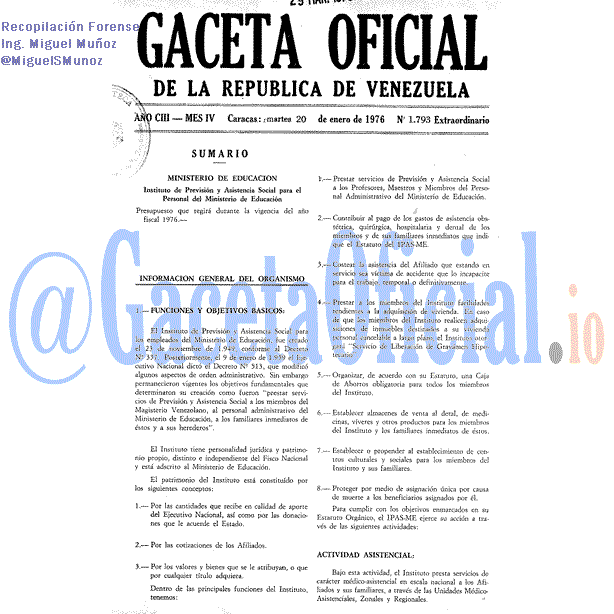 Gaceta Oficial 1793 del 20 Enero 1976