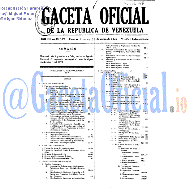 Gaceta Oficial 1804 del 22 Enero 1976