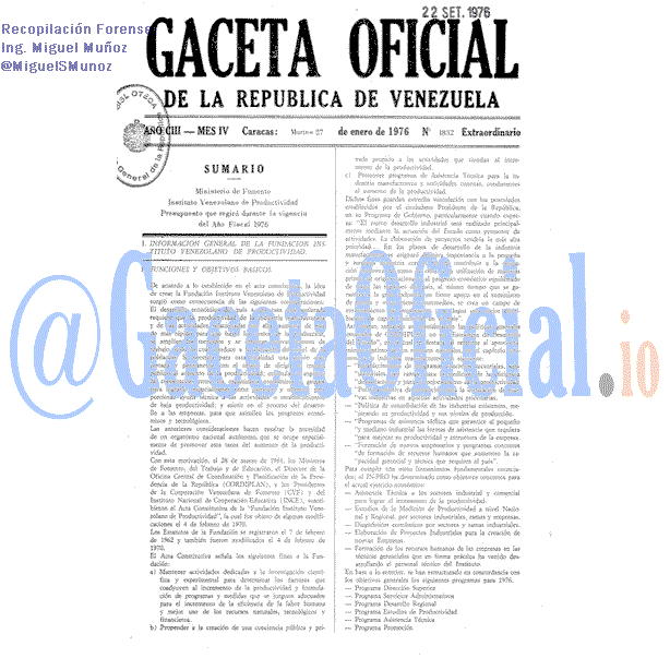 Gaceta Oficial 1832 del 27 Enero 1976