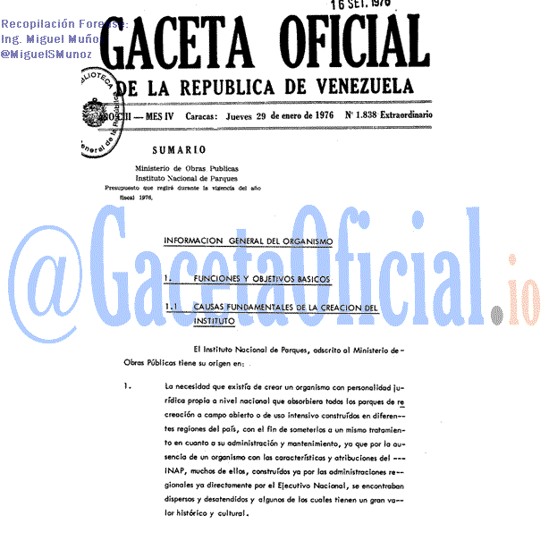 Gaceta Oficial 1838 del 29 Enero 1976