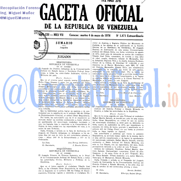 Gaceta Oficial 1871 del 4 Mayo 1976