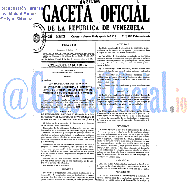 Gaceta Oficial 1895 del 20 Agosto 1976