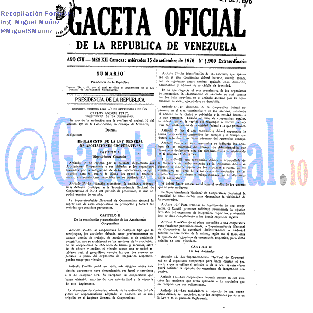 Gaceta Oficial 1900 del 15 Septiembre 1976