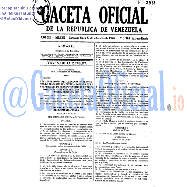 Gaceta Oficial 1903 del 27 Septiembre 1976