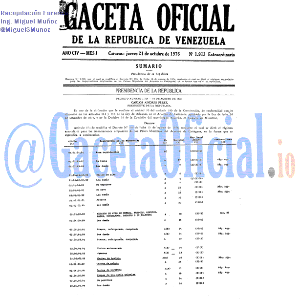 Gaceta Oficial 1913 del 21 Octubre 1976