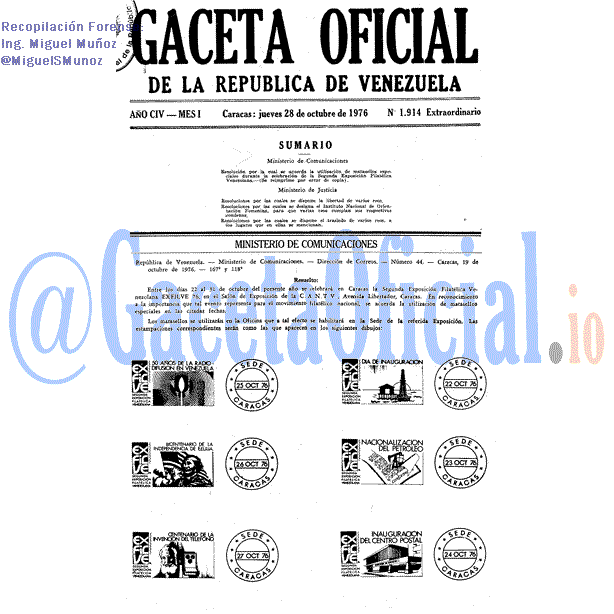 Gaceta Oficial 1914 del 28 Octubre 1976
