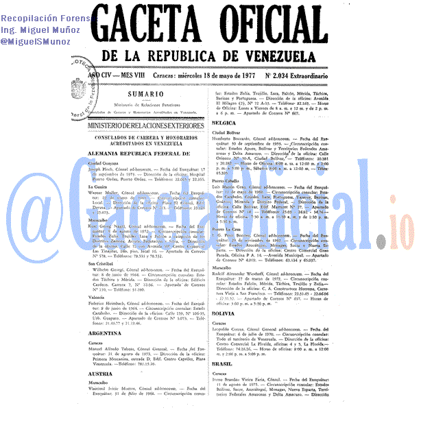 Gaceta Oficial 2034 del 18 Mayo 1977