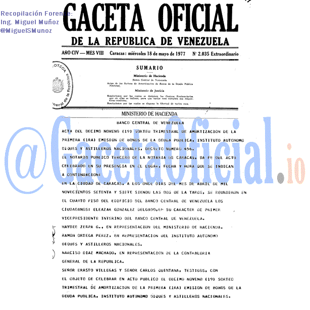 Gaceta Oficial 2035 del 18 Mayo 1977