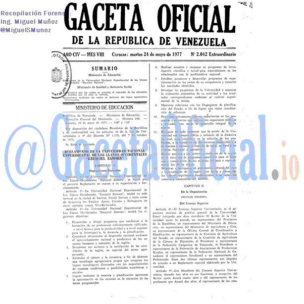 Gaceta Oficial 2042 del 24 Mayo 1977