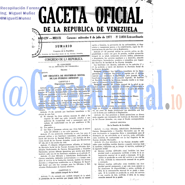 Gaceta Oficial 2058 del 6 Julio 1977