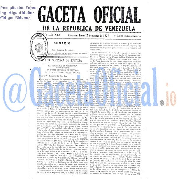 Gaceta Oficial 2075 del 15 Agosto 1977