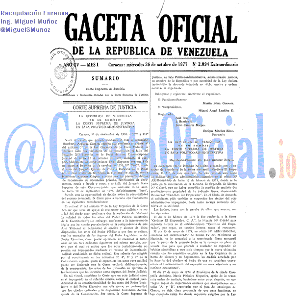 Gaceta Oficial 2094 del 26 Octubre 1977