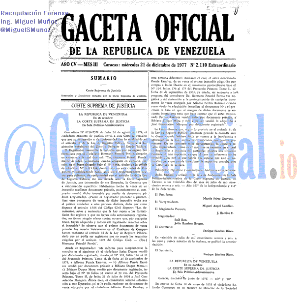 Gaceta Oficial 2110 del 21 Diciembre 1977