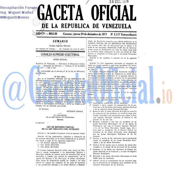 Gaceta Oficial 2117 del 29 Diciembre 1977