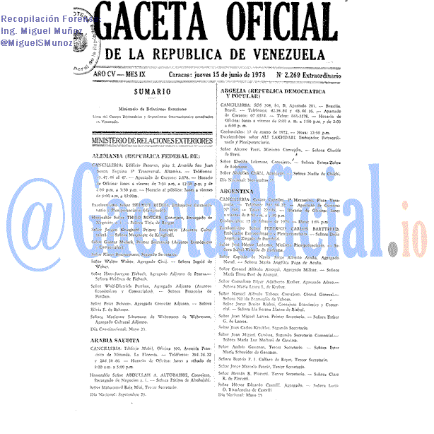 Gaceta Oficial 2269 del 15 Junio 1978