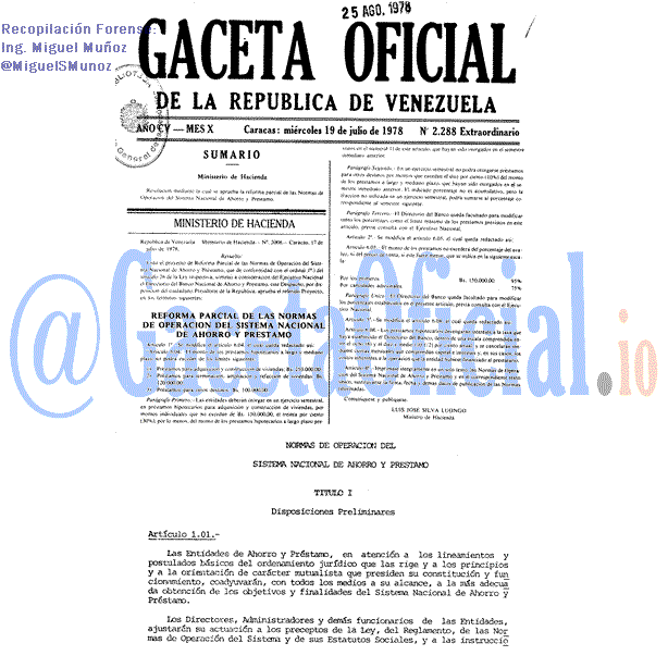 Gaceta Oficial 2288 del 19 Julio 1978