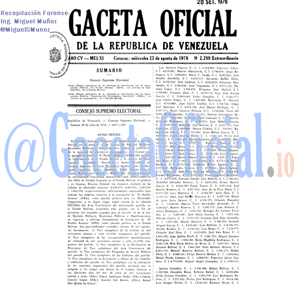 Gaceta Oficial 2299 del 23 Agosto 1978