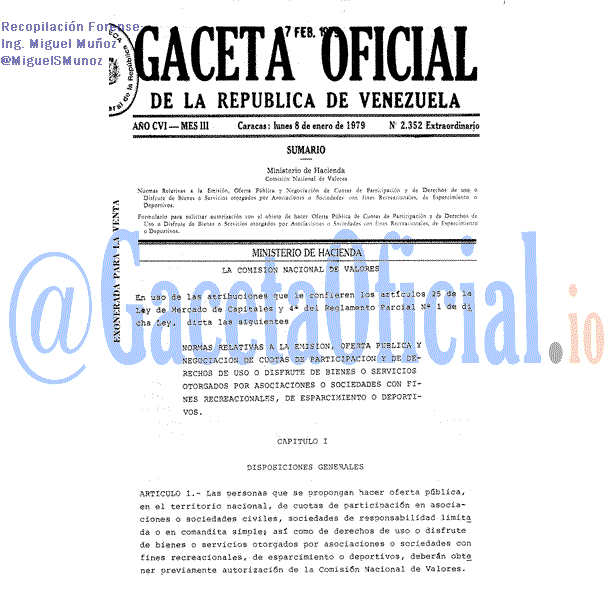 Gaceta Oficial 2352 del 8 Enero 1979