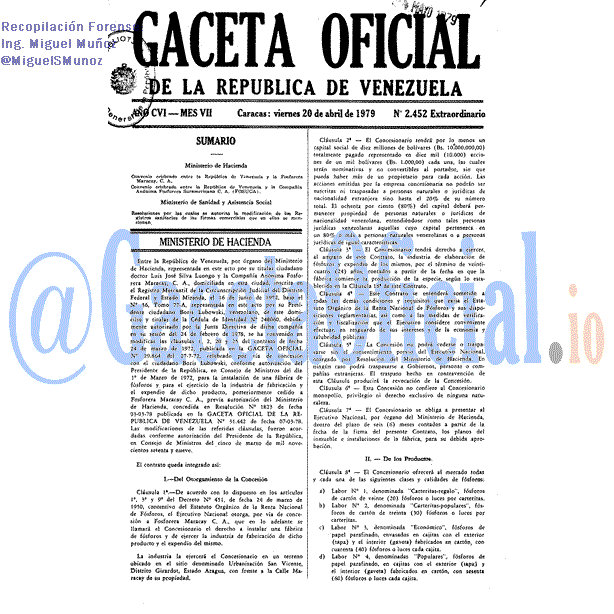 Gaceta Oficial 2452 del 20 Abril 1979