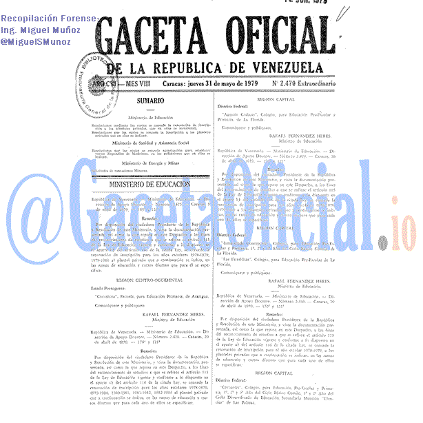 Gaceta Oficial 2470 del 31 Mayo 1979