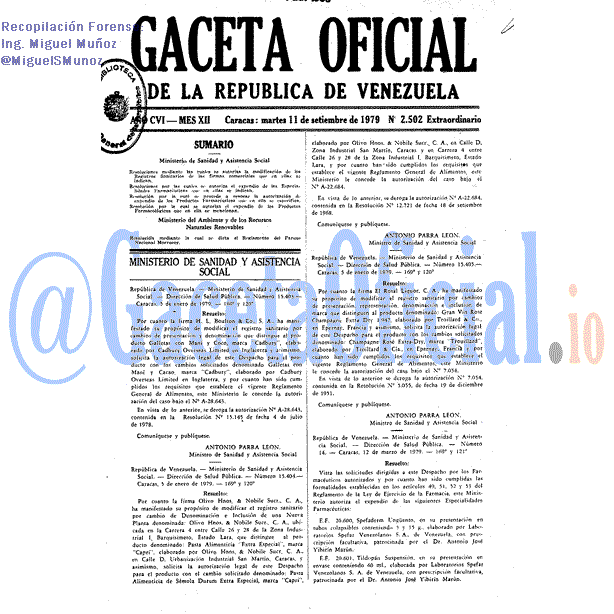 Gaceta Oficial 2502 del 11 Septiembre 1979