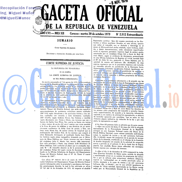 Gaceta Oficial 2512 del 30 Octubre 1979