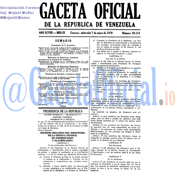 Gaceta Oficial 29114 del 7 Enero 1970