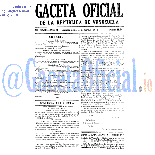 Gaceta Oficial 29168 del 13 Marzo 1970