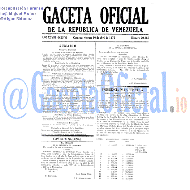 Gaceta Oficial 29187 del 10 Abril 1970
