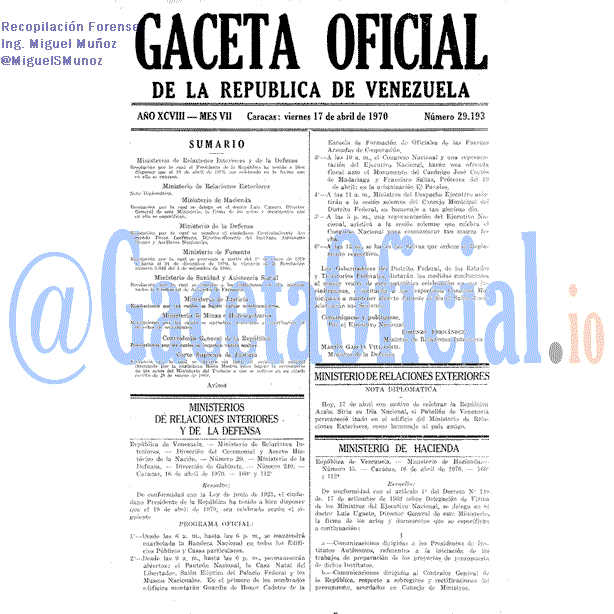 Gaceta Oficial 29193 del 17 Abril 1970