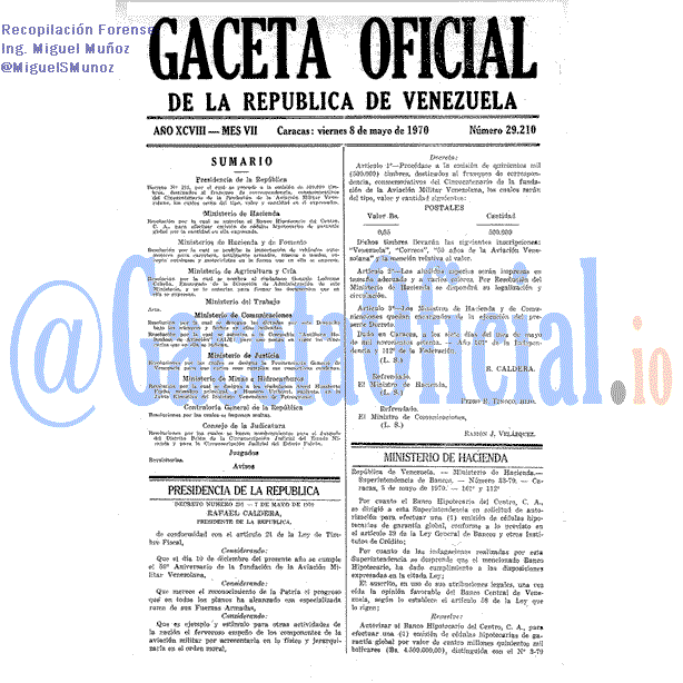 Gaceta Oficial 29210 del 8 Mayo 1970