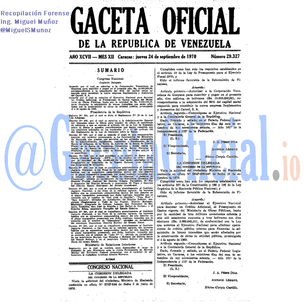 Gaceta Oficial 29327 del 24 Septiembre 1970