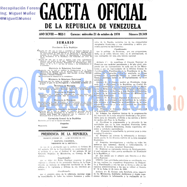 Gaceta Oficial 29349 del 21 Octubre 1970