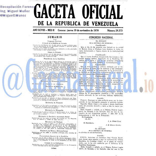 Gaceta Oficial 29373 del 19 Noviembre 1970