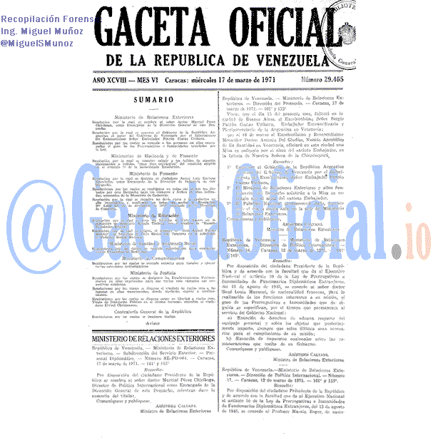 Gaceta Oficial 29465 del 17 Marzo 1971