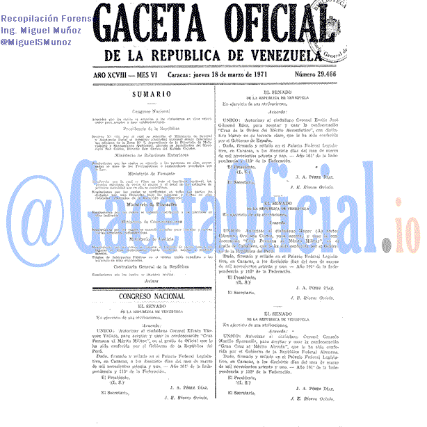 Gaceta Oficial 29466 del 18 Marzo 1971