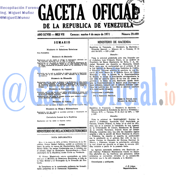 Gaceta Oficial 29499 del 4 Mayo 1971