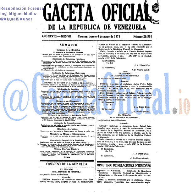 Gaceta Oficial 29501 del 6 Mayo 1971