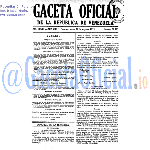 Gaceta Oficial 29513 del 20 Mayo 1971