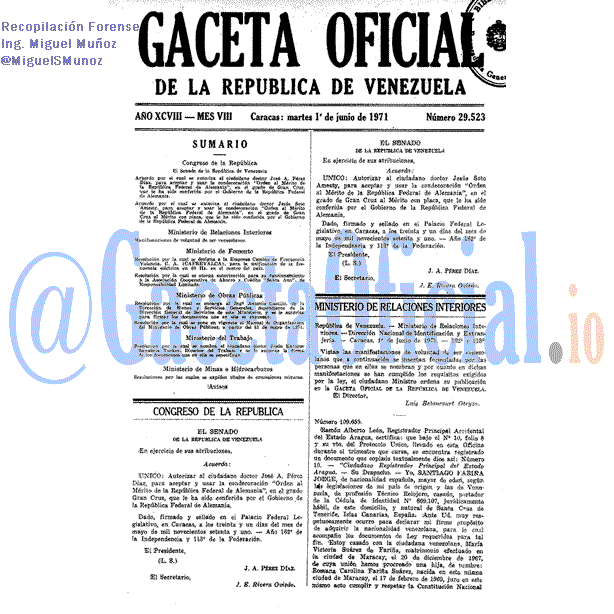 Gaceta Oficial 29523 del 1 Junio 1971