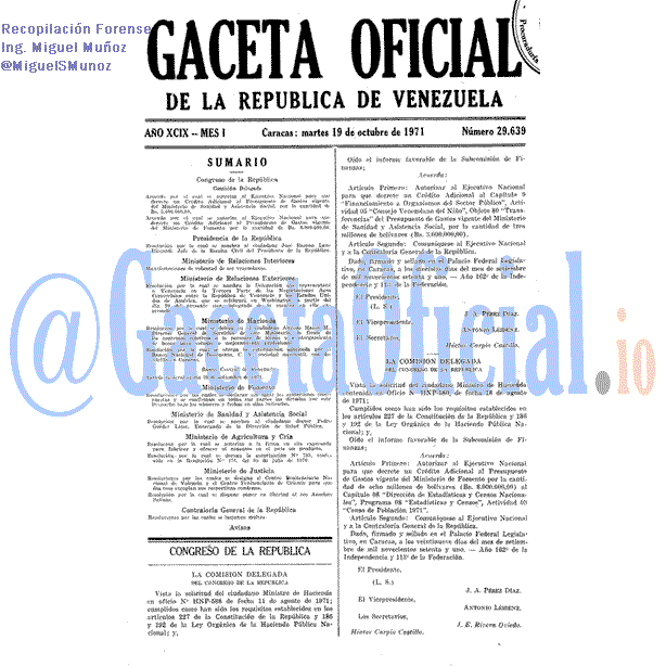 Gaceta Oficial 29639 del 19 Octubre 1971