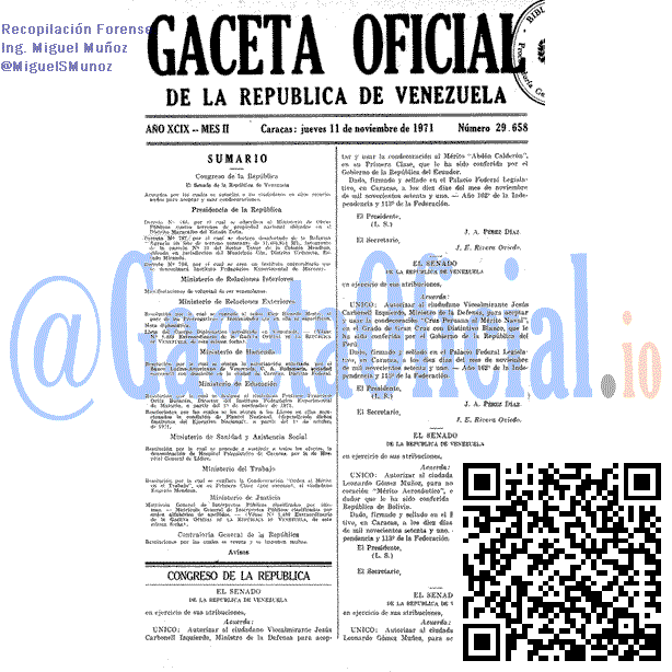 Gaceta Oficial 29658 del 11 Noviembre 1971